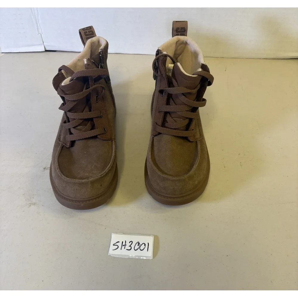 UGG Kids Brown Suede Moc Toe Side Zip Lace Up Ankle Boots G05RVCSQWN Size 2
